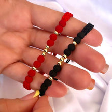 Cargar imagen en el visor de la galería, Pulsera Tejida Black & Red x2