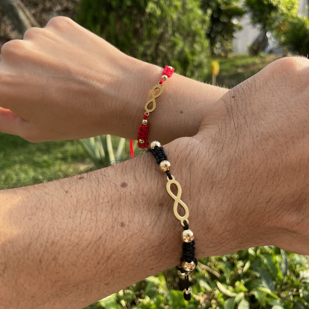 Pareja Pulsera Infinito Black & Red