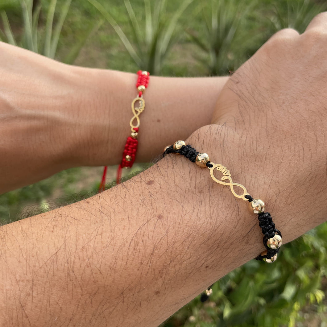 Pareja Pulsera Infinito Love Black & Red