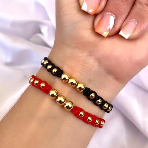 Pulsera Tejida Black & Red x2